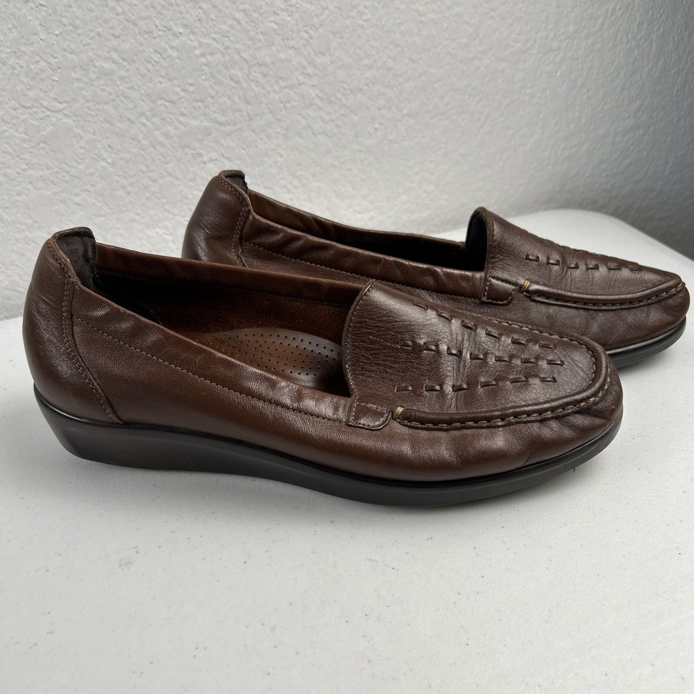 SAS Weave 10 M Chestnut Brown Soft Leather Comfort Loafers Slip On Shoes